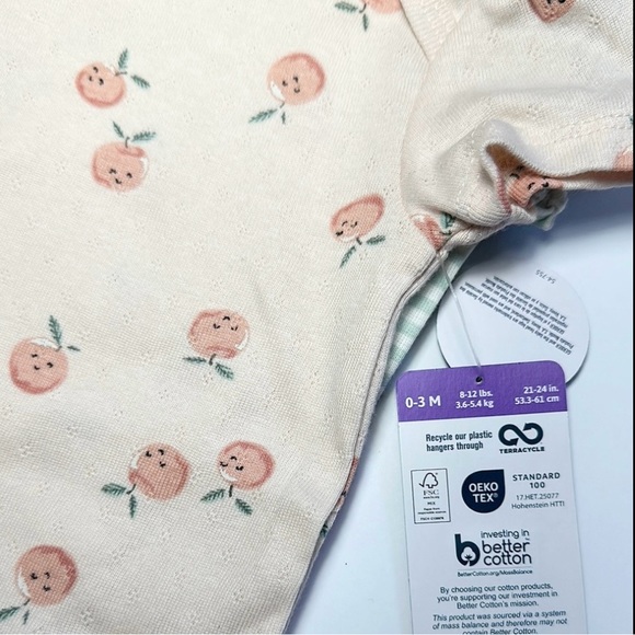 NWT 0-3, Gerber Baby Bodysuit Set with Peach Print - Picture 5 of 5
